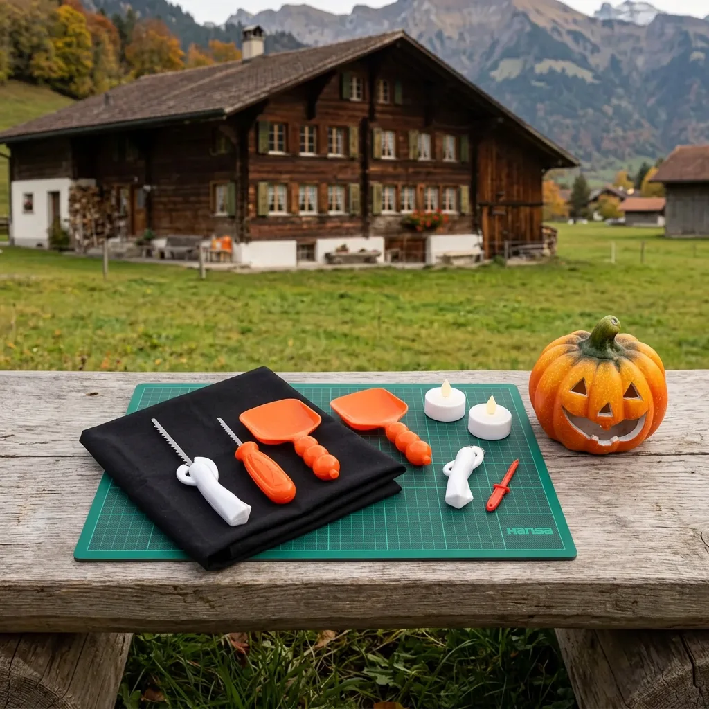 Kürbis schnitzen, Set am Einsatzort